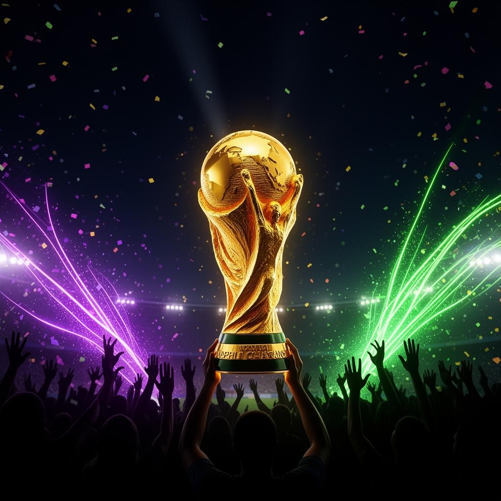 World Cup trophy raised among cheering fans